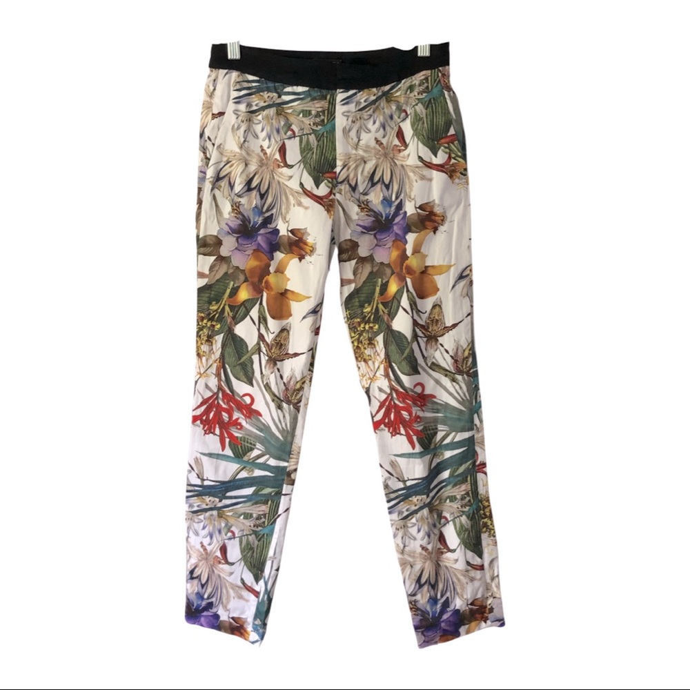 Zara Tropical Floral Print Trousers Size XS